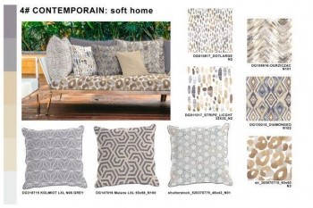 Page du catalogue de produits finis ASD Textiles présentant les housses de coussins